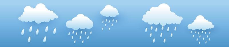 Regen und Wolken, Sturmhintergrund, horizontales Banner, Vektorillustration. vektor