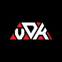 vdk-Dreieck-Buchstaben-Logo-Design mit Dreiecksform. Vdk-Dreieck-Logo-Design-Monogramm. vdk-Dreieck-Vektor-Logo-Vorlage mit roter Farbe. vdk dreieckiges Logo einfaches, elegantes und luxuriöses Logo. vdk vektor