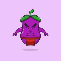 aubergine sumo söt karaktär känslor emoticon logotyp design vektor. vektor