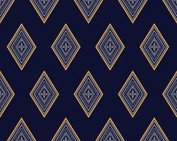 geometrisk etnisk textur broderidesign med mörkblå bakgrundsdesign, kjol, tapet, kläder, omslag, batik, tyg, ark, gul triangel former vektor, illustration textur vektor