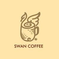Schwan mit Kaffeetasse-Logo-Design vektor