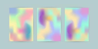 Satz von pastellfarbenen abstrakten Kurvenmodus gefüllt mit Verlaufsdesign, drei bunte Pastellvorlagen für das Design eines Banners, Satz von abstrakten modernen grafischen Elementen vektor