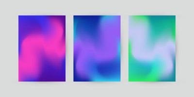 Gruppe von drei farbenfrohen abstrakten und lebendigen Farbverlaufshintergrund vektor