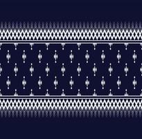 svart och vit geometrisk etnisk textur broderidesign med mörkblå bakgrundsdesign, kjol, matta, tapeter, kläder, omslag, batik, tyg, arkvit, triangelformer vektor, illustration vektor