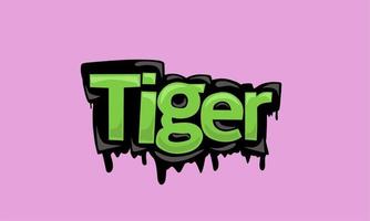 Tiger schreiben Vektordesign auf weißem Hintergrund