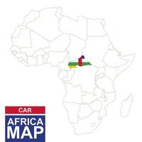 afrika konturkarta med markerad centralafrikanska republiken. vektor