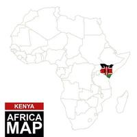 Afrika konturerad karta med markerat kenya. vektor