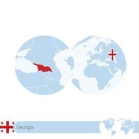 georgien på världsgloben med flagga och regional karta över georgien. vektor
