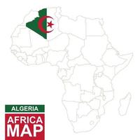 Afrika konturerad karta med markerat Algeriet. vektor