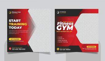 gym fitness sociala medier post fyrkantig banner mall eller börja träna idag fitness banner vektor