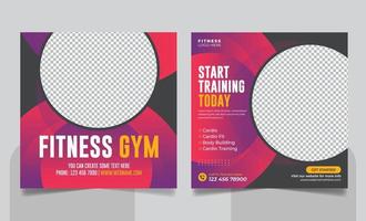 gym fitness sociala medier post fyrkantig banner mall eller börja träna idag fitness banner vektor