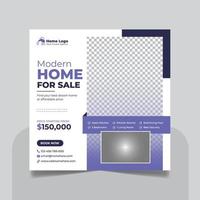 Social-Media-Beitrag für Immobilieneigentum oder moderne Social-Media-Werbeaktion für den Verkauf von Wohnungen, quadratischer Flyer, Web-Banner-Designvorlage vektor