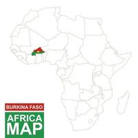 Afrika konturerad karta med markerad burkina faso. vektor