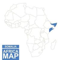 afrika konturierte karte mit hervorgehobenem somalia. vektor