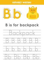 Englisches Alphabet lernen für Kinder. Buchstabe b. süßer kawaii rucksack. vektor