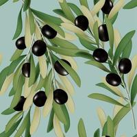 vektor 3d illustration svart oliv med blad seamless mönster