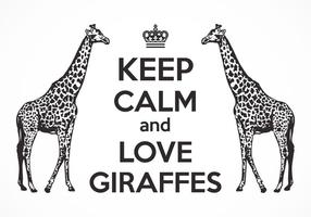 Gratis Håll lugn och kärlek Giraff Vector Poster
