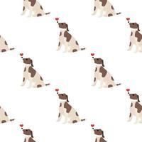 süße hunde jack russell terrier. lustige Tiere. Vektor handgezeichnetes nahtloses Muster. perfekt für baby, kinderbekleidung, druckdesign, textil. weißer Hintergrund.