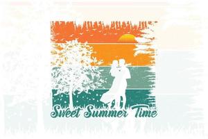 söt sommartid sommar par t-shirt design vektor