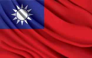 taiwanesische nationalflagge, die realistische vektorillustration schwenkt vektor