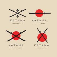 set katana vintage logo, symbol und symbol, mit emblemvektorillustrationsdesign vektor