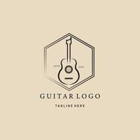 Gitarren-Vintage-Logo, Symbol und Symbol, mit Emblem-Vektor-Illustration-Design vektor