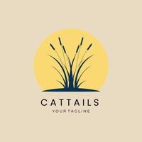 cattails vintage logotyp, ikon och symbol, med emblem vektor illustration design