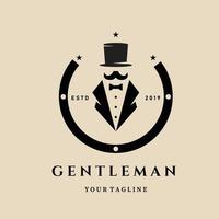 gentleman vintage logotyp, ikon och symbol, med emblem vektor illustration design