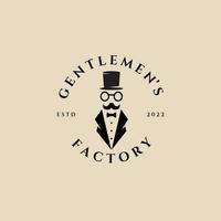 gentleman vintage logotyp, ikon och symbol, med emblem vektor illustration design