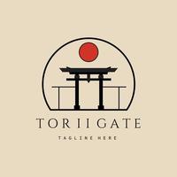 torii gate vintage logotyp, ikon och symbol, med emblem vektor illustration design