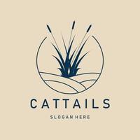 cattails vintage logo, symbol und symbol, mit emblemvektorillustrationsdesign vektor