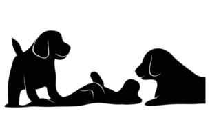 Silhouetten von Hunden, die zusammen spielen vektor