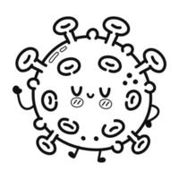lustige niedliche glückliche Viruszeichen-Bundle-Set. vektor hand gezeichnete karikatur kawaii charakter illustration symbol. isoliert auf weißem Hintergrund. süßes Virus. Umrisskarikaturillustration für Malbuch