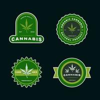 Etiketten für Cannabis-Marihuana-Hanftopfblätter vektor