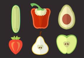 Set von mehreren Vegtables und Früchte in Vektor
