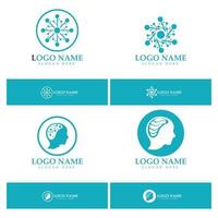 neuron logotyp eller nervcell logotyp design, molekyl logotyp illustration mall ikon med vektor koncept