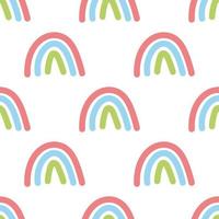 sömlöst barnsligt mönster med söt regnbågsklotter. organiska former. sommar design. kreativ skandinavisk barntextur för tyg, omslag, textil, tapeter, kläder. handritad illustration. vektor