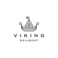 vikingaskepp logotyp, segelbåt logotyp formgivningsmall platt vektor