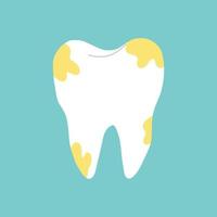 Zahn mit gelber Plaque vektor