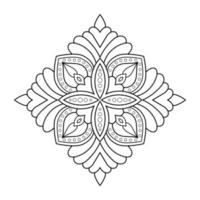 mandala blommönster med arabisk etnisk stil indisk svart och vit blommig kontur konst vektor