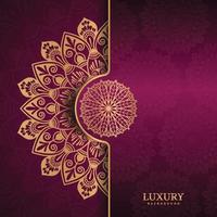 Goldenes Luxus-Ziermandala-Hintergrunddesign mit Vintage-Hochzeitseinladungskartenmuster vektor