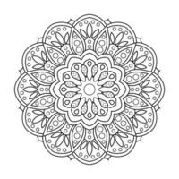 mandala blommönster med arabisk etnisk stil indisk svart och vit blommig kontur konst vektor