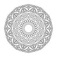mandala blommönster med arabisk etnisk stil indisk svart och vit blommig kontur konst vektor