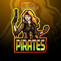 pirates girl maskot sport esport logo design vektor