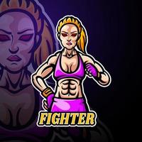 fighter girl maskot sport esport logo design vektor