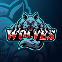 wölfe esport logo maskottchen design vektor