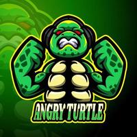wütendes schildkröten-esport-logo-maskottchen-design vektor