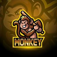 Monkey Esport Logo Maskottchen Design vektor