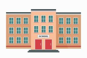 Vorderansicht der Schule. dreistöckiges Gebäude auf dem weißen Hintergrund isoliert. Grafikdesign. vektor