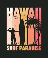 design för retro vintage t-shirt för tropisk hawaii surfparadis vektor